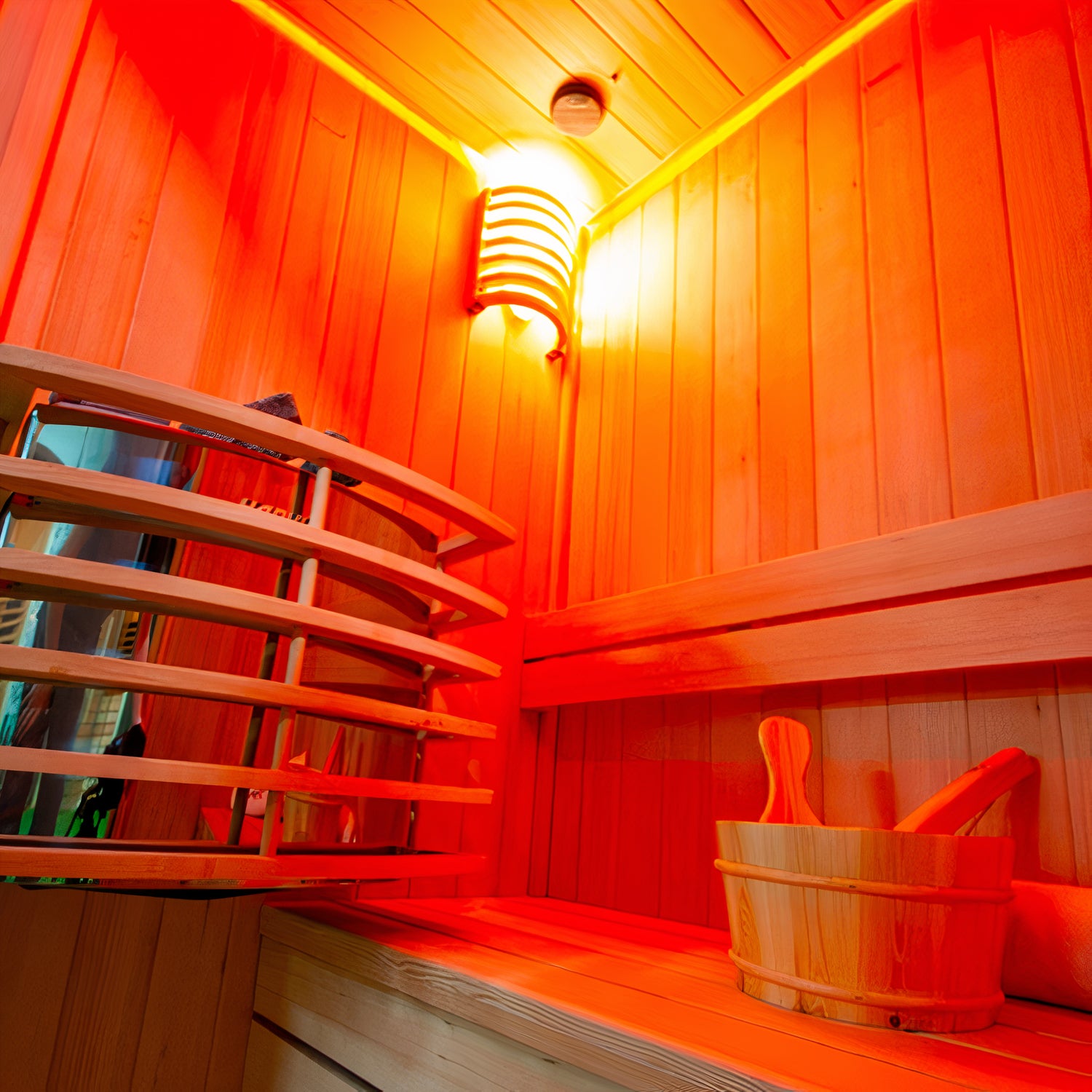 Inside an Insignia Sauna view from the ground up