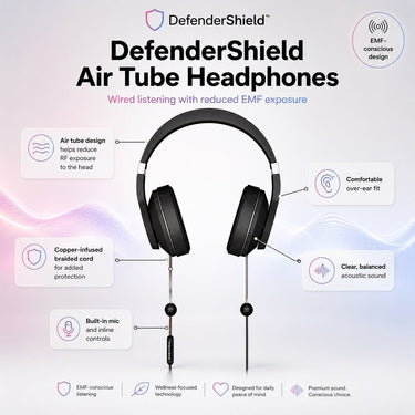DefenderShield® EMF Protection Air Tube Headphones - DefenderShield | bodybud UK