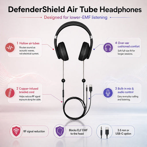 DefenderShield® EMF Protection Air Tube Headphones - DefenderShield | bodybud UK