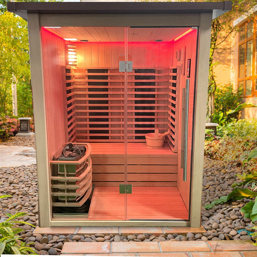 Insignia™ 3 Person Chromotherapy Hybrid Garden Sauna Cabin Garden Sauna | bodybud UK